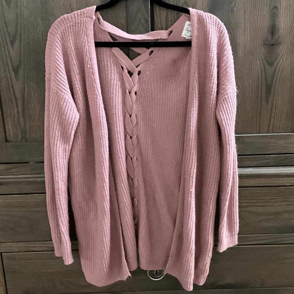 Hippie Rose Pink Open-Front Cardigan